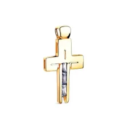Cruz Colgante en Oro de 18k con 27 mm. circonitas baguette vertical c