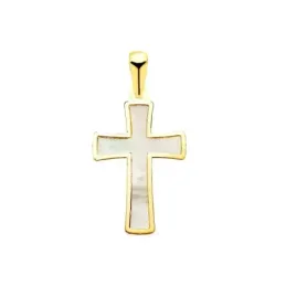 Cruz en Oro 18k Colgante con 20 mm. nácar con bordes en brillo