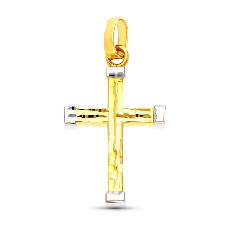 Cruz Colgante en Oro Bicolor de 18k con 32 mm.