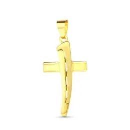 Cruz Colgante en Oro de 18k con 40 mm. forma combinada mate brillo