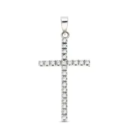Cruz Colgante en Oro Blanco de 18k con 31 mm. circonitas