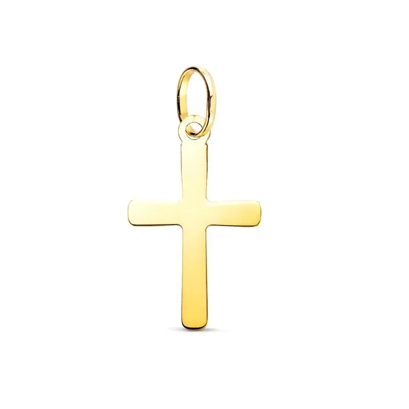 Cruz Colgante en Oro 18k de 20 mm. lisa acabada en brillo