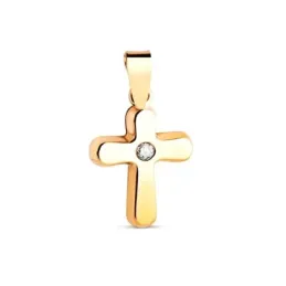 Cruz Colgante en Oro de 18k con 14 mm. circonita central combinada li