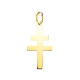 Cruz de Caravaca Colgante en Oro de 18k con 22 mm. amuleto liso acaba
