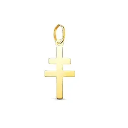 Cruz de Caravaca Colgante Amuleto en Oro de 18k con 18 mm. lisa brill