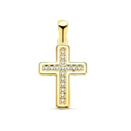 Cruz Colgante en Oro de 18k con 18 cm. circonitas en el centro combin