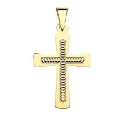 Cruz Colgante en Oro de 18k con 34 mm. detalles tallados centro