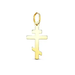 Cruz Ortodoxa Colgante en Oro de 18k con 18 mm. lisa con brillo