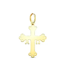 Cruz de Covadonga Colgante Oro 18k con 22 mm. Alpha y Omega detalles