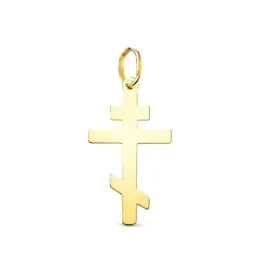 Cruz Ortodoxa Colgante Oro 18k con 22 mm. lisa acabada en brillo