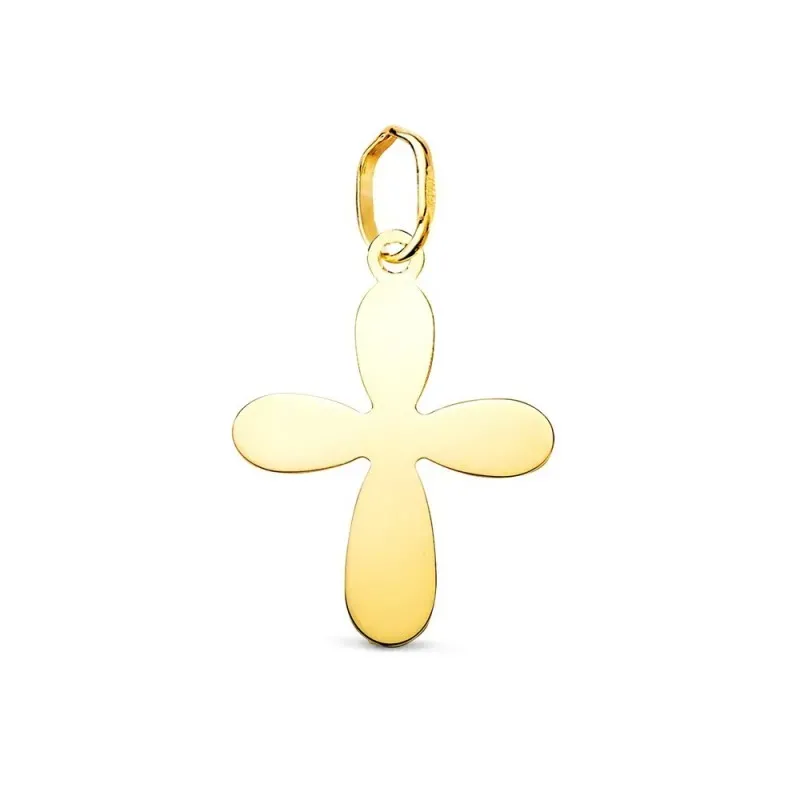 Cruz de Bautismo Colgante en Oro de 18k con 18 mm. lisa plana