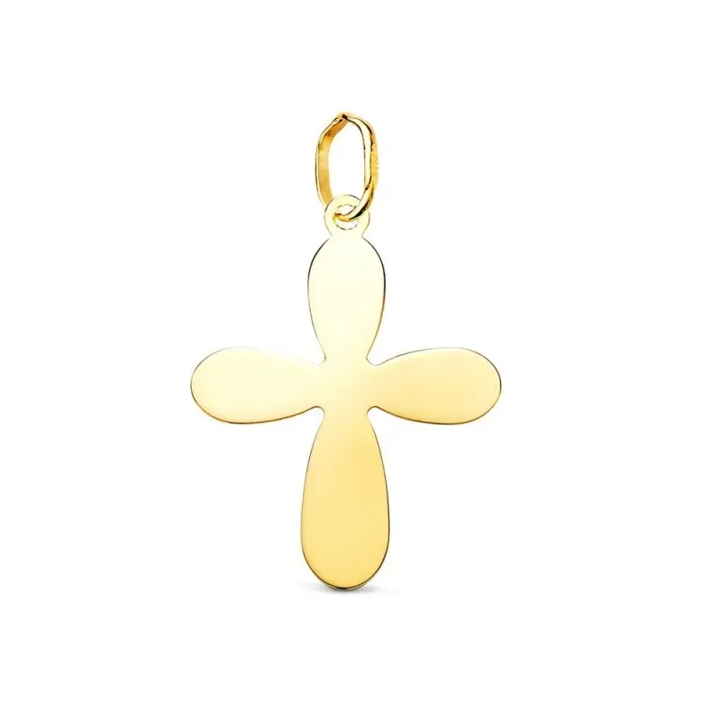 Cruz de Bautismo Colgante Oro de 18k con 22 mm. lisa con brillo plana