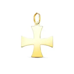Cruz Templaria Colgante Oro 18k de 18 mm. lisa acabada en brillo