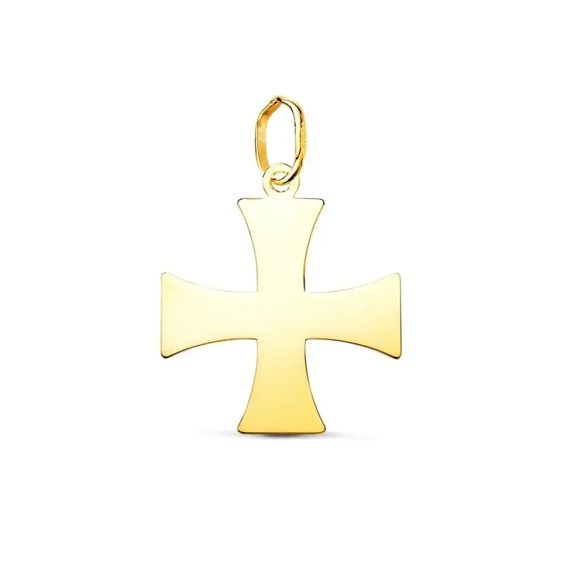 Cruz Templaria Colgante Oro 18k de 18 mm. lisa acabada en brillo