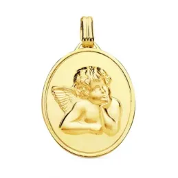 Ángel Burlón Medalla oro 18k 24 mm. Brillo mate