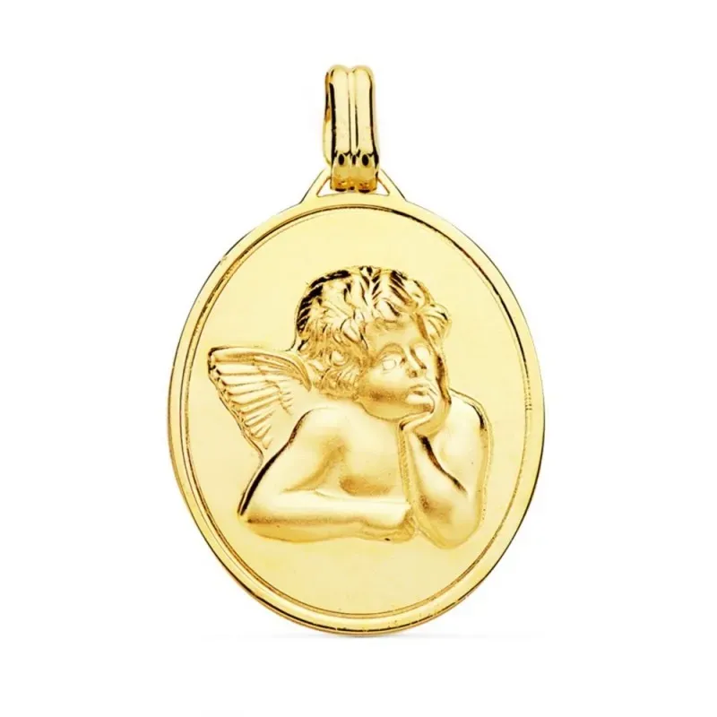 Ángel Burlón Medalla oro 18k 24 mm. Brillo mate