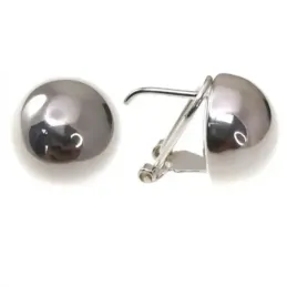 Pendientes plata Ley 925m mujer 20 mm. lisa media bola omega