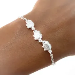 Pulsera plata Ley 925m mujer 19 cm. cadena combinada detalle elefante