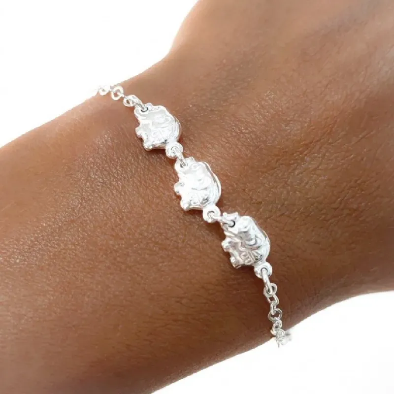 Pulsera plata Ley 925m mujer 19 cm. cadena combinada detalle elefante