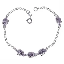 Pulsera plata Ley 925m mujer 19 cm. cadena combinada detalle elefante