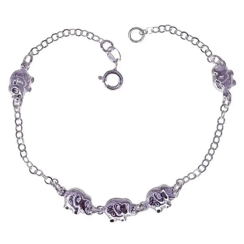 Pulsera plata Ley 925m mujer 19 cm. cadena combinada detalle elefante