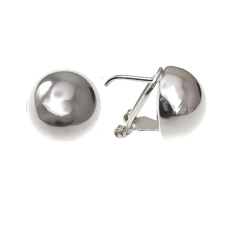 Pendientes plata Ley 925m media bola 18 mm. Lisos [AB4947]
