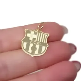 Fútbol Club Barcelona Colgante Plata Ley 925m chapado oro escudo maci