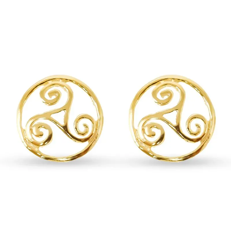 Trisquel Pendientes en Plata de Ley 925m chapados en oro de 12 mm. a