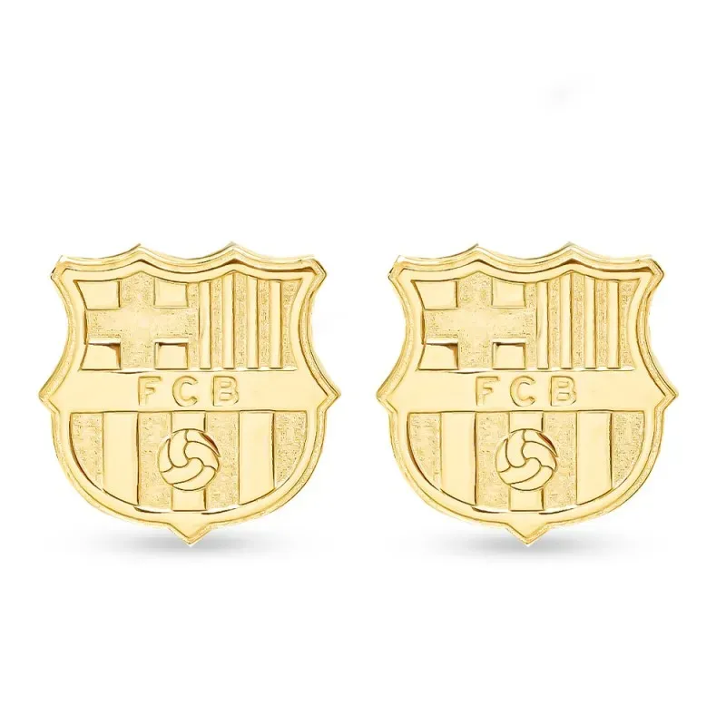Fútbol Club Barcelona Gemelos Plata Ley 925m chapado oro escudo maciz