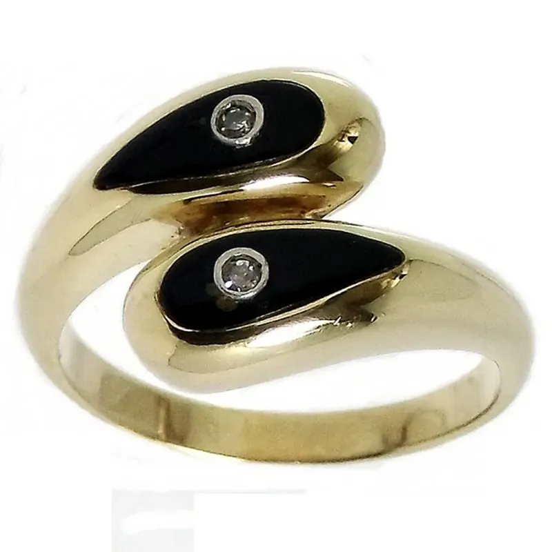 Sortija oro 18k diamantes brillantes esmalte negro [492S]