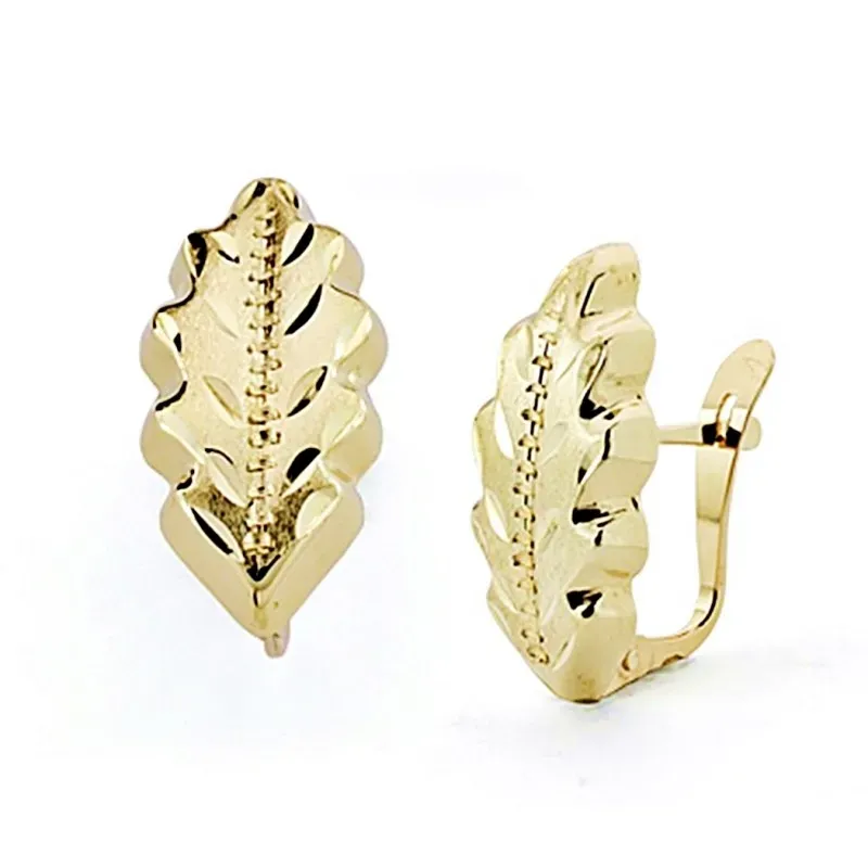 Pendientes oro 18k hoja lapidada palillo catalán [7922]