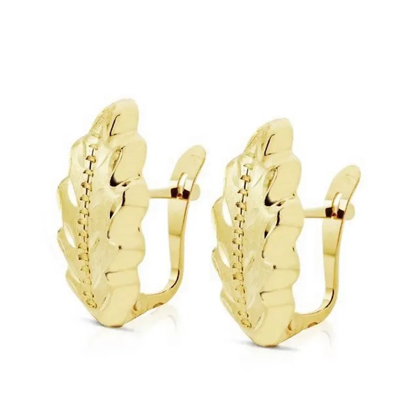 Pendientes oro 18k hoja lapidada palillo catalán [7922]
