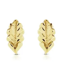 Pendientes oro 18k hoja lapidada palillo catalán [7922]