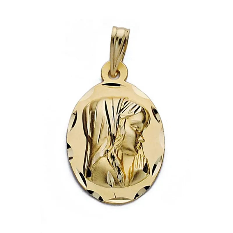 Medalla oro 18k Virgen Niña 19mm. ovalada [9096]