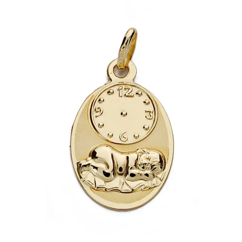 Medalla oro 18k niño hora 19mm. [AA0059]