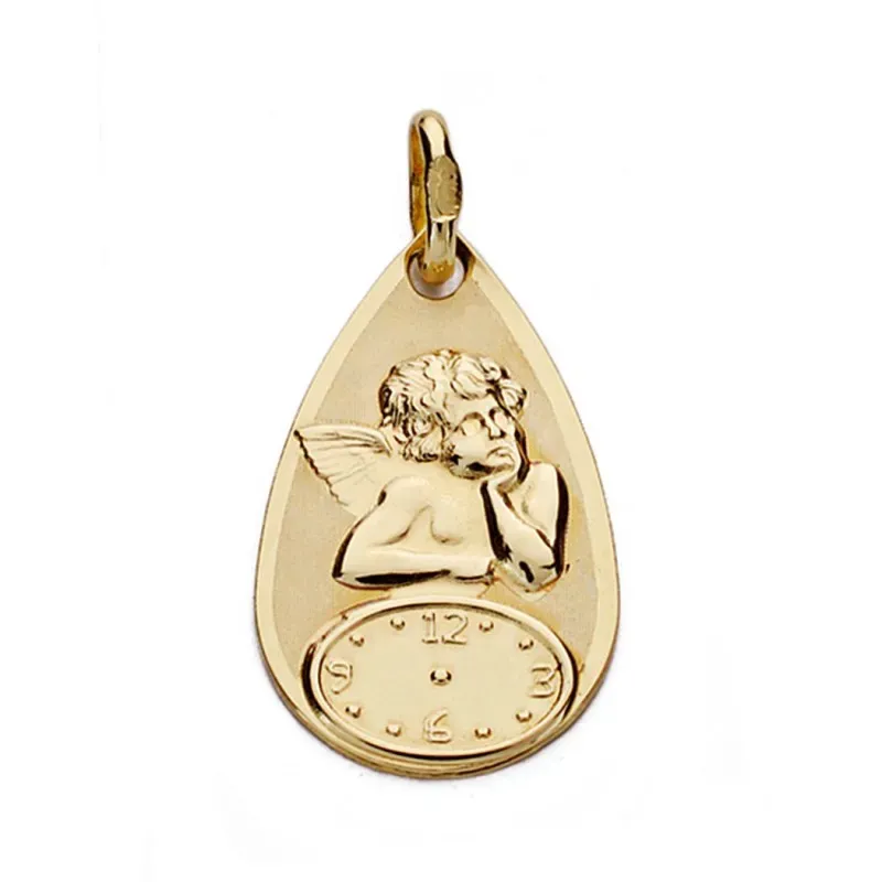 Medalla oro 18k ángel reloj 18mm. [AA0063]