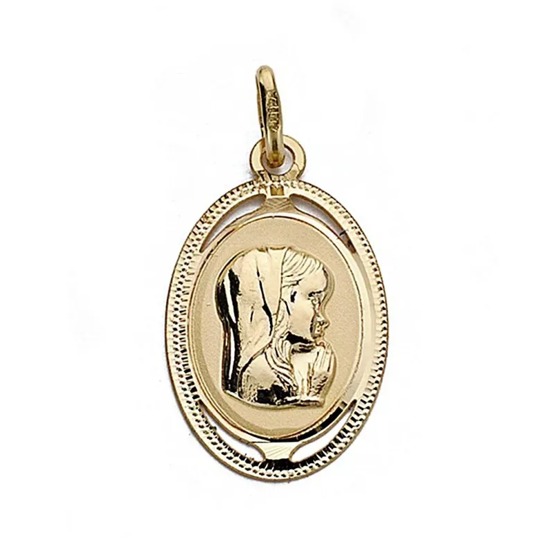 Medalla oro 18k Virgen Niña oval 20mm. caladita [9020]