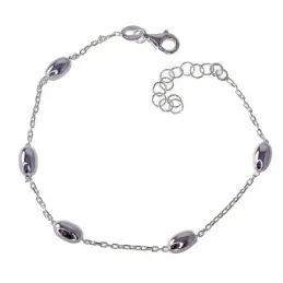 Pulsera Plata Ley 925 motivo formas ovaladas toneles cadena forzada 1