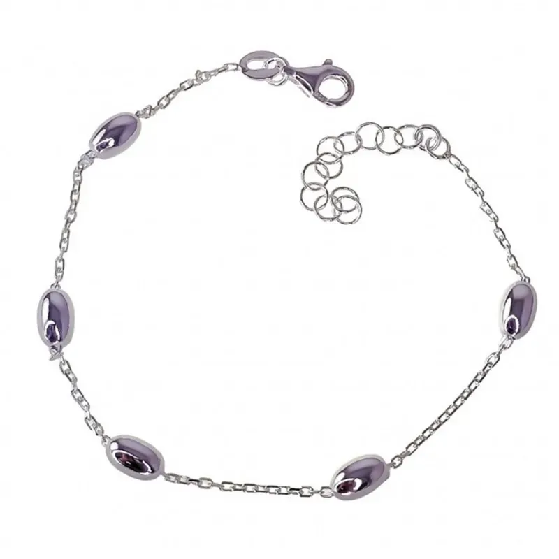 Pulsera Plata Ley 925 motivo formas ovaladas toneles cadena forzada 1