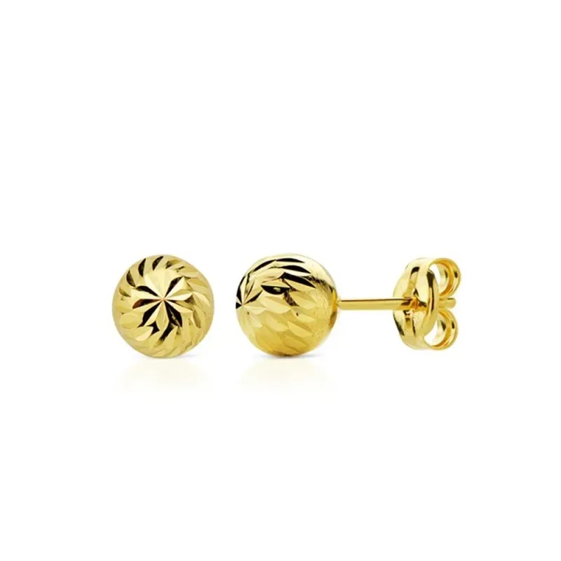 Pendientes Oro 18k mujer 6 mm. bola tallada