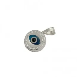 Colgante plata Ley 925m. motivo ojo turco 10mm. detalle greca