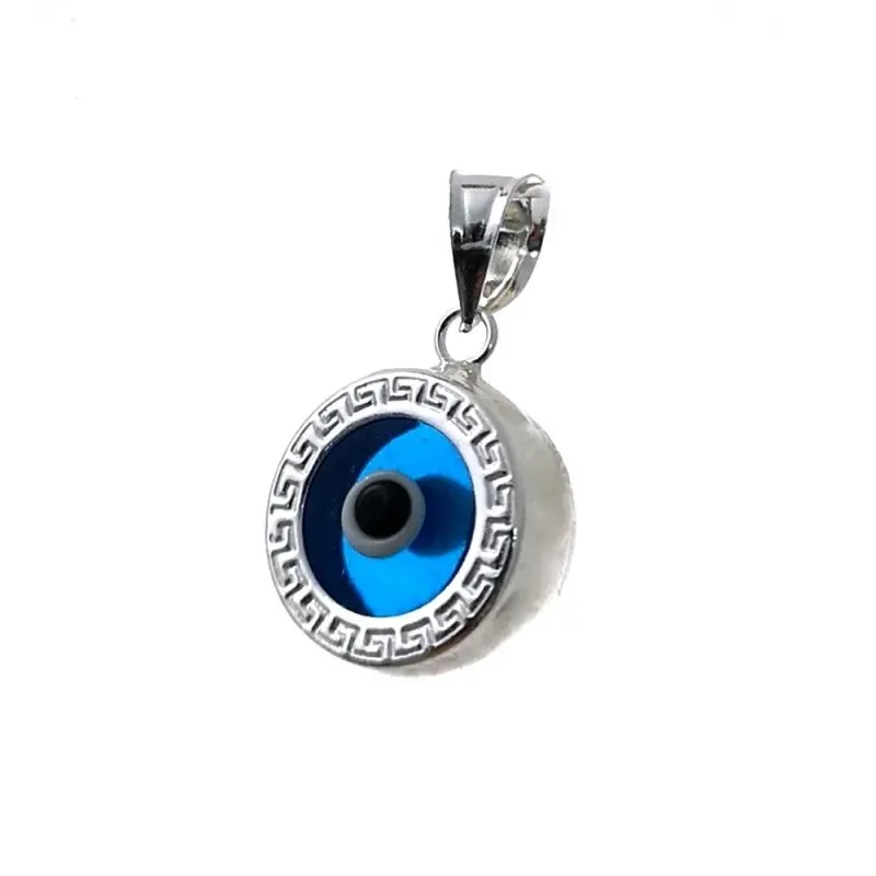 Colgante plata Ley 925m. motivo ojo turco 10mm. detalle greca