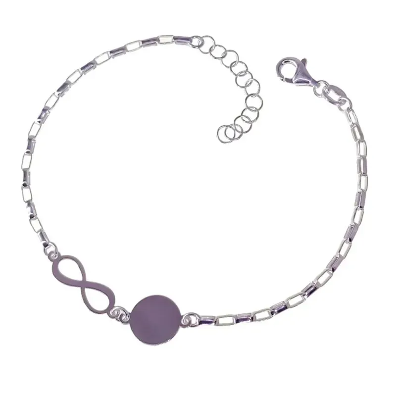Pulsera plata Ley 925m mujer 17 cm. cadena forzada alargada detalle i