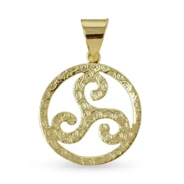 Trisquel Amuleto Colgante 25 mm. en Plata de Ley 925m chapado en oro
