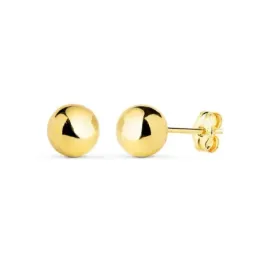 Pendientes oro 18k bola lisa 7mm. [AB0783]