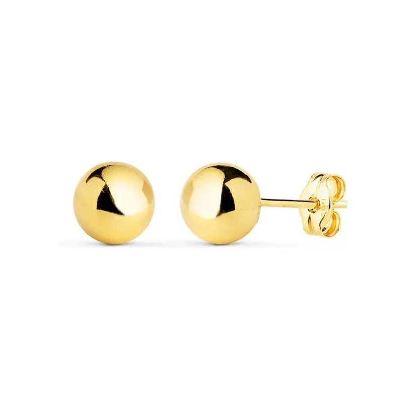 Pendientes oro 18k bola lisa 7mm. [AB0783]