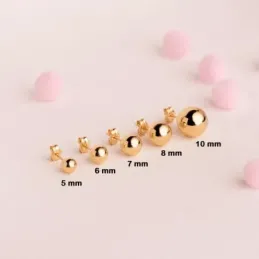 Pendientes oro 18k bola lisa 7mm. [AB0783]
