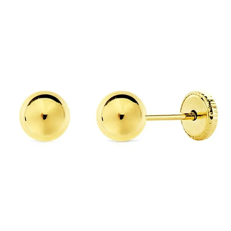 Pendientes oro 18k bola lisa 5mm. [AB3650]