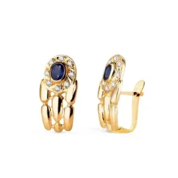 Pendientes oro 18k panter y piedras 16mm. cierre catalán [AA2673]