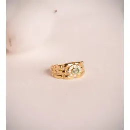 Sortija Panter en Oro 18k con esmeralda natural de 4 mm. circonitas a
